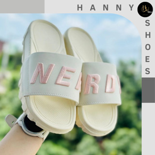 " Dép quai ngang nam nữ NERRDY THÊU cao cấp 4cm Api bền, chữ NERRDY HỒNG
