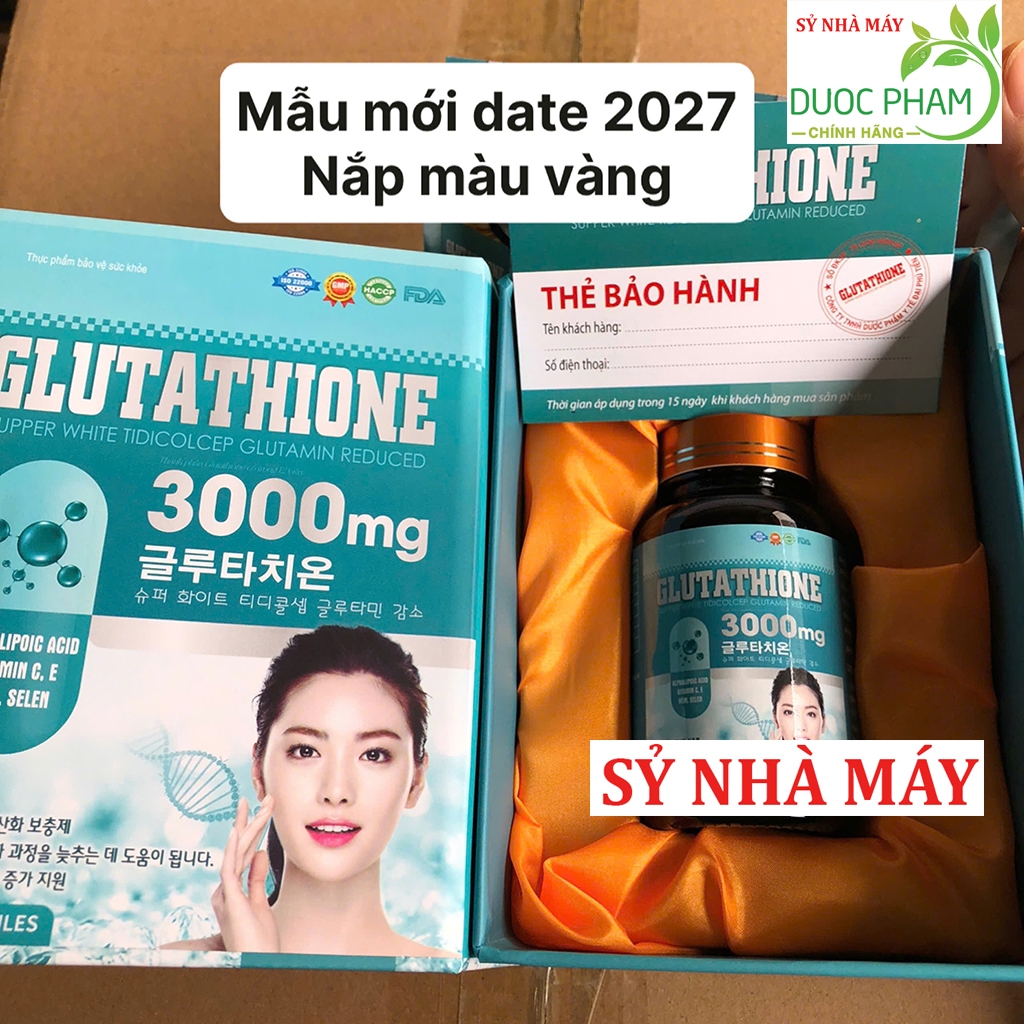 Viên uống trắng da glutathione 3000mg (SỶ) dưỡng trắng giúp trắng da cấp tốc, nâng tông, hết nám, tàn nhang