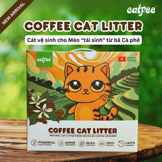 Cát mèo Catfee - Cát CÀ PHÊ cho mèo (Hộp 9L) Siêu khử mùi,thấm hút x5,kháng khuẩn tự nhiên,không bụi 99%,xả được bồn cầu