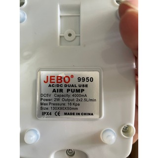 Máy sủi Ôxy tích điện Jebo 9950 2 đầu vòi