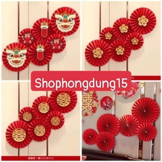(ĐS)Quạt gỗ xếp (đỏ, vàng, xanh, gỗ), sét quạt giấy đầu lân, quạt hoa, CMNM....  trang trí tháp oản, Decor....