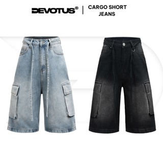 Quần Short Jeans Devotus Có Túi Hộp 2 Bên Form Unisex Ống Rộng Qua Gối - CARGO SHORT JEANS