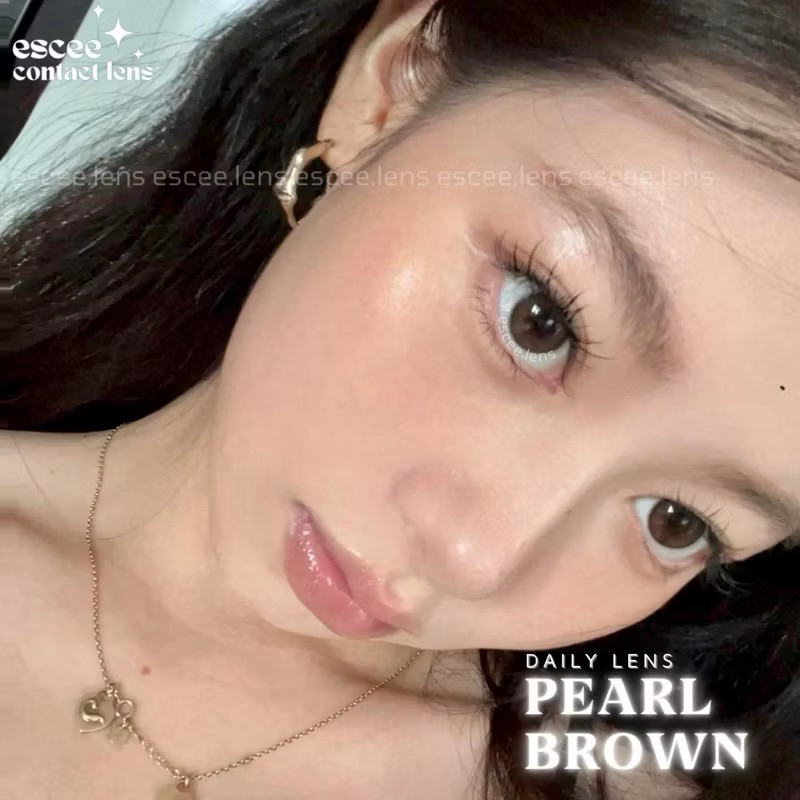  Lens kính áp tròng FB-216 Brown - nâu trầm tự nhiên trong trẻo giãn tròng 14.0mm độ cận 0 - 7 độ  Pearl Brown  