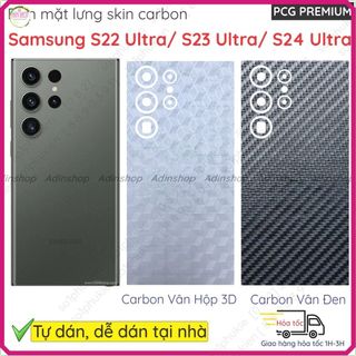 (Combo 2 tấm dán cao cấp) Miếng dán mặt lưng skin carbon Samsung S24 ultra/ Samsung S23 ultra 5G/ Samsung S22 ultra 5G