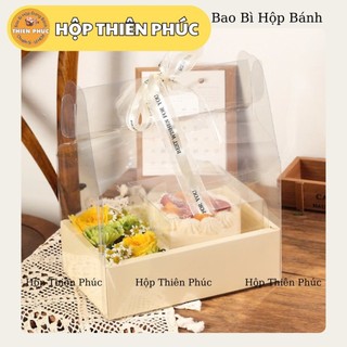 10 Hộp vali 2 ngăn Vàng Kem Đế Cao đựng bánh và hoa - Hộp quà mica trong suốt đựng trái cây - yến chưng
