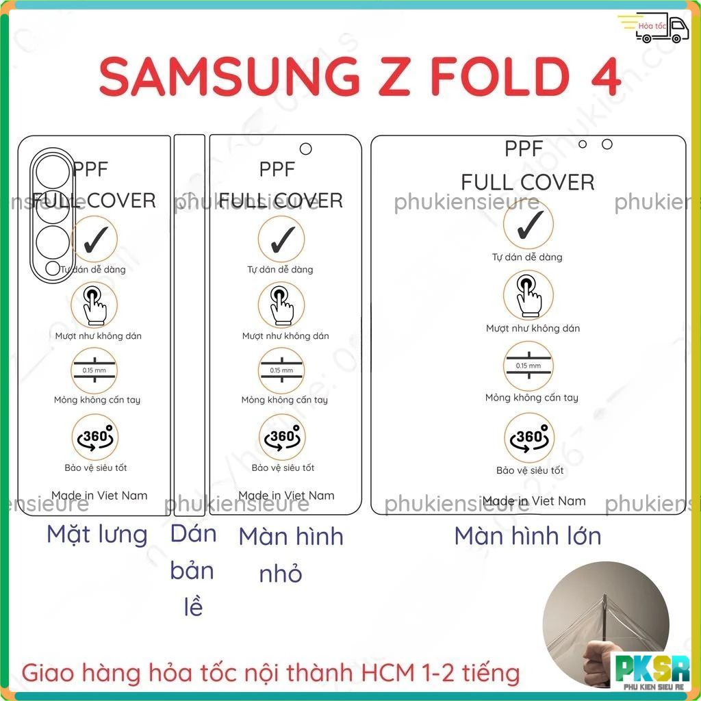 Dán PPF Samsung Z Fold 4 (zfold 4) dành cho màn hình, mặt lưng, full viền