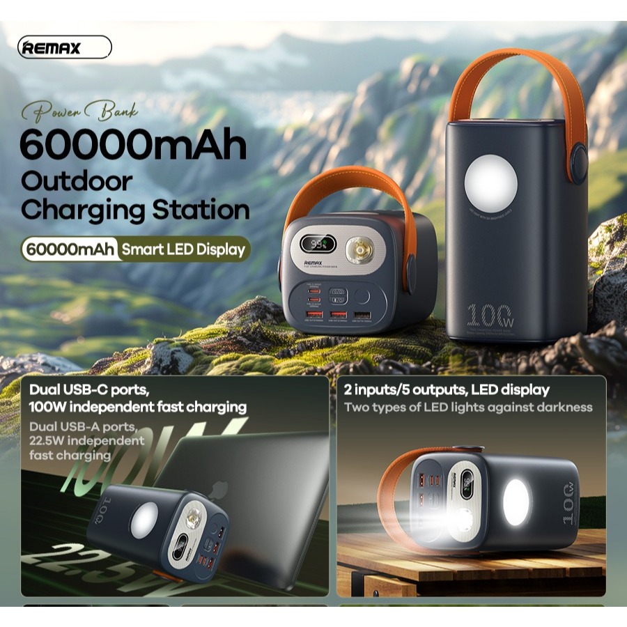 Pin Dự Phòng Sạc Nhanh 100W REMAX RPP-100 60.000mah và RPP-609 60.000mAh/ 100W Romoss PMT60 60.00.NL