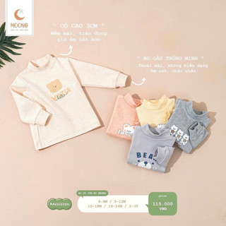 MOON Áo giữ nhiệt nỉ nhung cổ 3 phân cho bé trai/bé gái