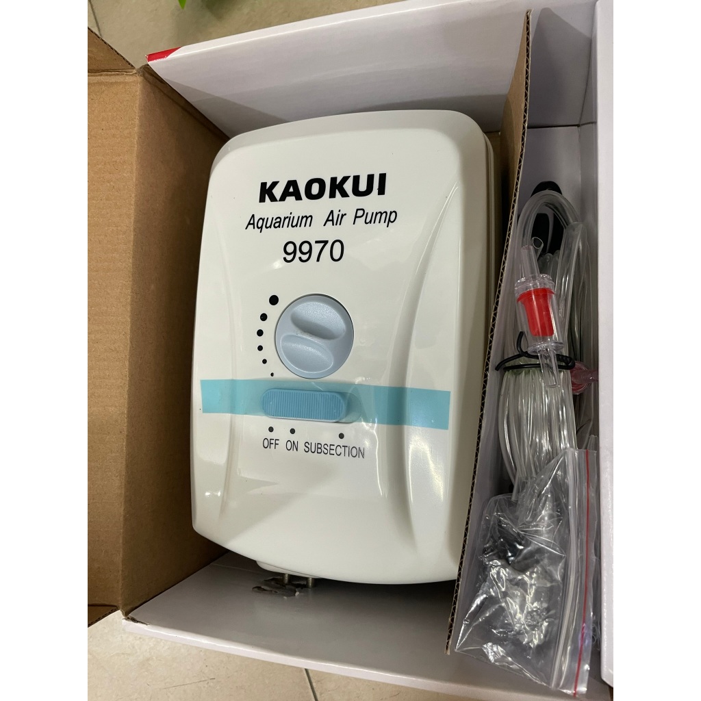 Máy sủi Ôxy tích điện 2 đầu vòi đã bao gồm dây và đầu sủi Kaokui 9970 cho bể cá cảnh