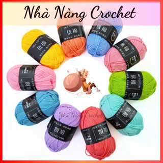 Len Milk Cotton 50G. Milk Mác Đen, Full Bảng Màu, đan móc váy áo, móc hoa, Len sợi giá rẻ- Nhà Nàng