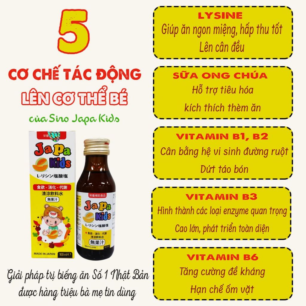 [ Combo 5 Tặng 2 ] Siro Japa Kids Chính Hãng Giúp Bé Ăn Ngon Tăng Cân và Chiều Cao Chai 100ml