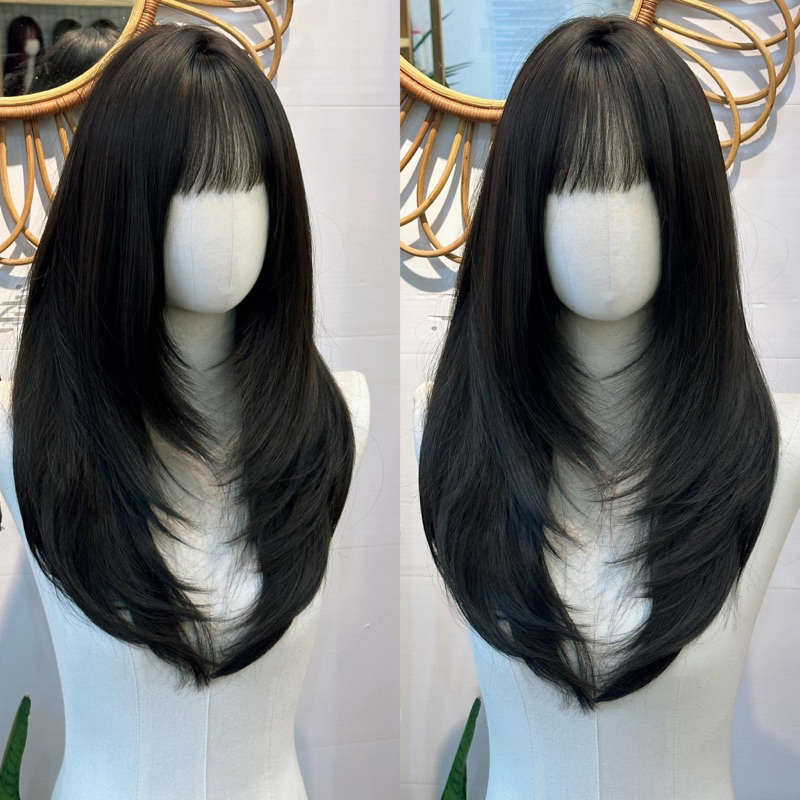 Tóc giả nữ nguyên đầu dáng layer dài 55cm