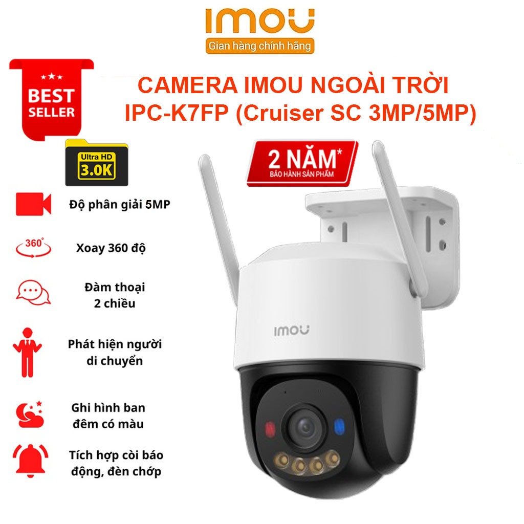 Camera Wifi IMOU Cruiser SC K7FP-5H0WE 3K 5MP 2K 3MP Đàm Thoại 2 Chiều, Đèn Cảnh Báo Xanh + Đỏ