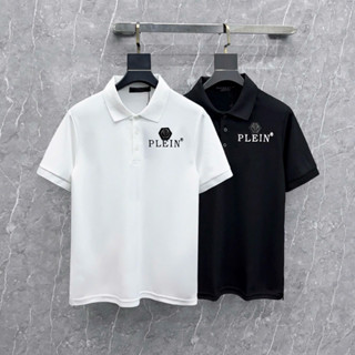 Áo polo nam nữ cổ bẻ Philipp Plein cotton gai thêu logo da tag sắt in chữ ngực basic boy phố PL148P