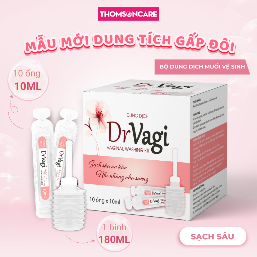 Bình rửa âm đạo Dr Vagi (Mua để nhận quà) Hộp 1 bình xịt và 10 ống dung dịch lớn hơn, dung dịch vệ sinh rửa phụ khoa sâu