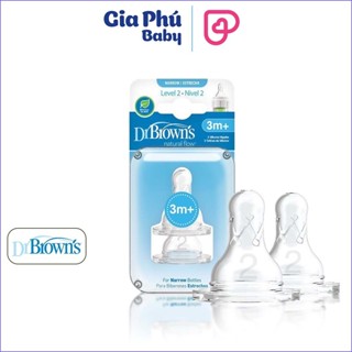 Núm Ti Dr Brown Cổ Hẹp Tách Set 1/2 Cho Các Mom hàng chính hãng ( NK từ Mỹ )