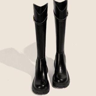 BOOT ĐÙI Martin bốt hiệp sĩ hai màu nâu và đen gót dày HÀNG QUẢNG CHÂU