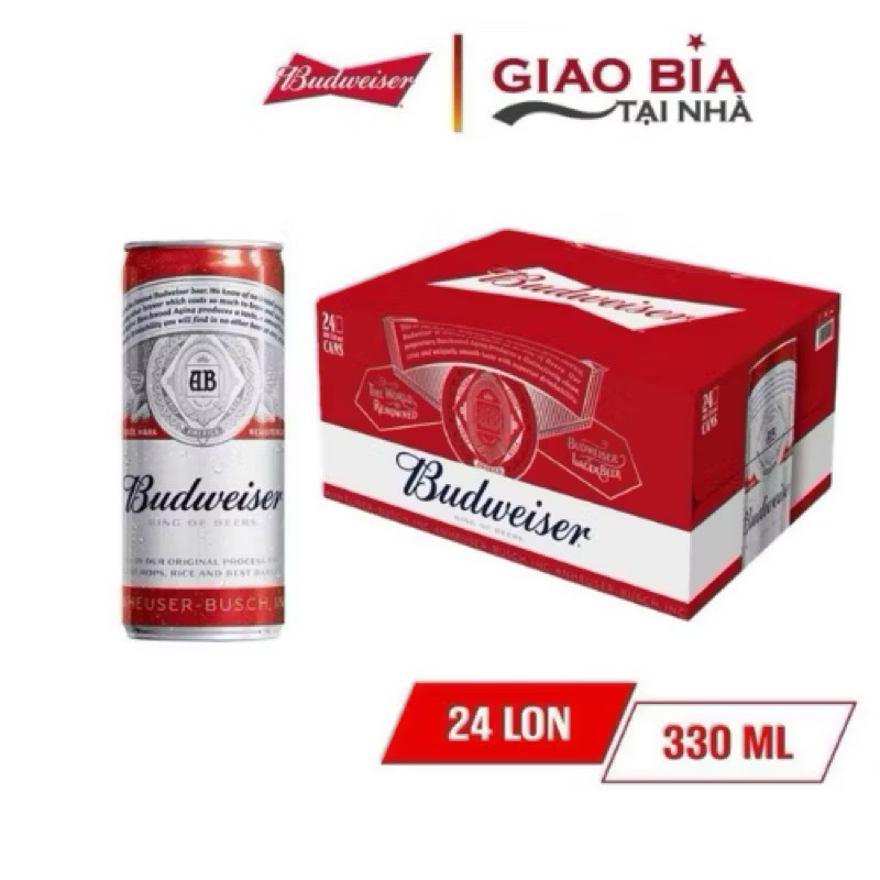 Bia Budweiser thùng 24 Lon 330ml Date T6.2025