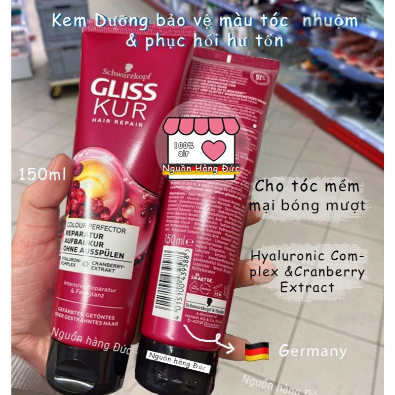 Kem dưỡng tóc Giữ màu và Phục hồi Gliss kur Color Perfector dành cho tóc nhuộm hoặc hightligt - Glisskur Nguồn hàng Đức