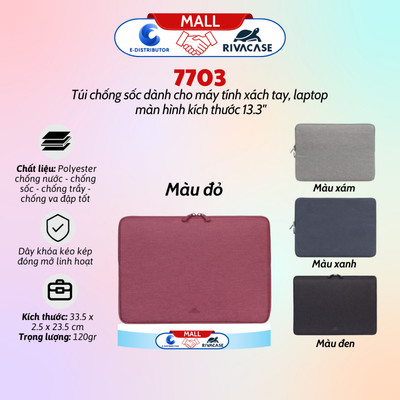 [HỎA TỐC] Túi chống sốc dành cho Laptop 13.3 inch Rivacase 7703 - Hàng chính hãng