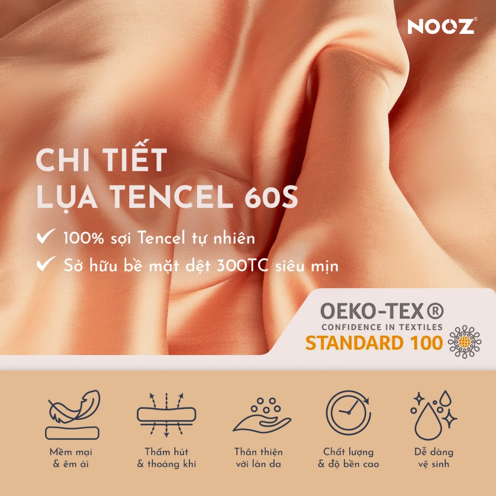 Vỏ Gối Nằm NOOZ Lụa Tencel 60s Mềm Mịn 50x70cm Vải Trơn Nhiều Màu NOOZ Home Goods Bedding | BigBuy360 - bigbuy360.vn