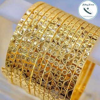 Bộ 7, Bộ 9 Chiếc Vòng Ximen Đồng Vàng Mẫu Cánh Quạt Cnc 2 Màu 610 Sài Gòn. Không Phai Trắng, Đen