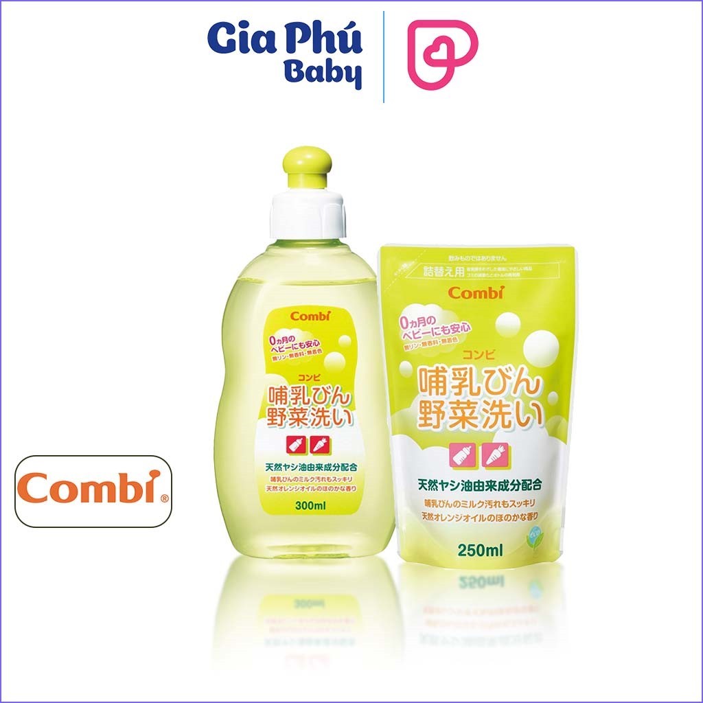 Nước Rửa bình combi ( chai 300ml - túi 250ml ) cho bé sơ sinh