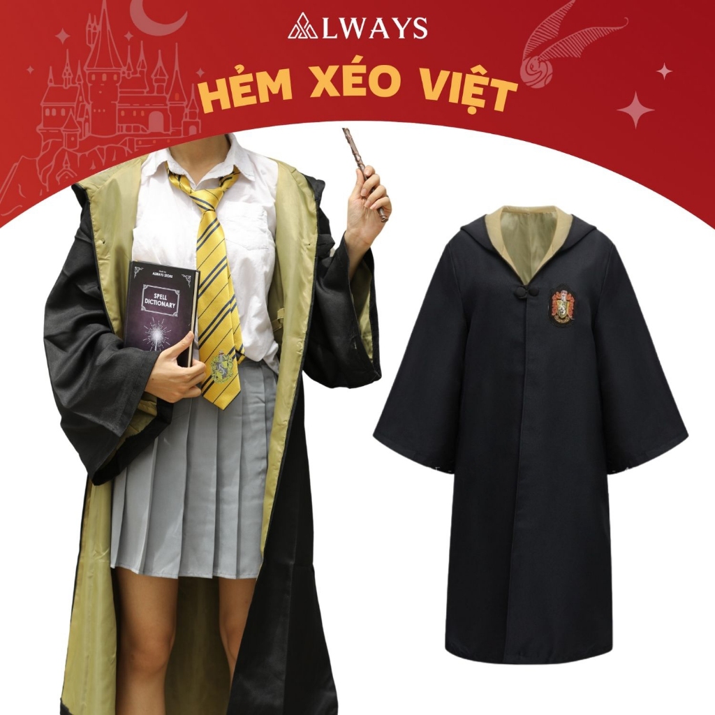 Áo choàng Harry Potter nhà Hufflepuff Nam/nữ - Trang phục Phù thuỷ hoá trang Harry Potter - Chuẩn hà