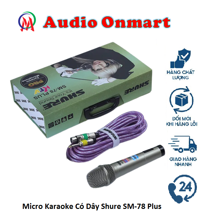 Micro Karaoke Có Dây SM 78 Plus, SH 988 dây dài 7 mét hút âm, chống hú hiệu suất âm thanh cao