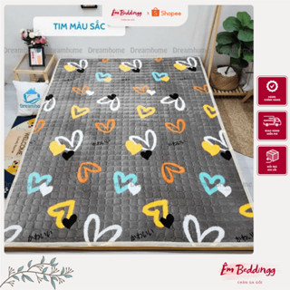 Thảm trải giường mùa đông Yuki chất nỉ nhung giữ nhiệt ấm áp đủ size chần bông gòn trắng 100%