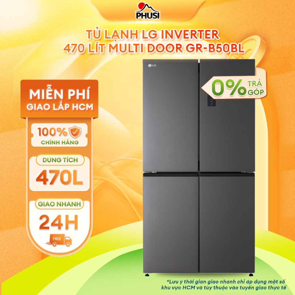 GR-B50BL [MIỄN PHÍ GIAO LẮP] Tủ lạnh LG Inverter 470 lít Multi Door GR-B50BL