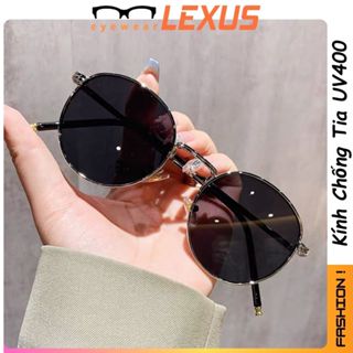 Kính đen tròn nam nữ gọng kim loại nhỏ thời trang chụp ảnh đi biển cool ngầu