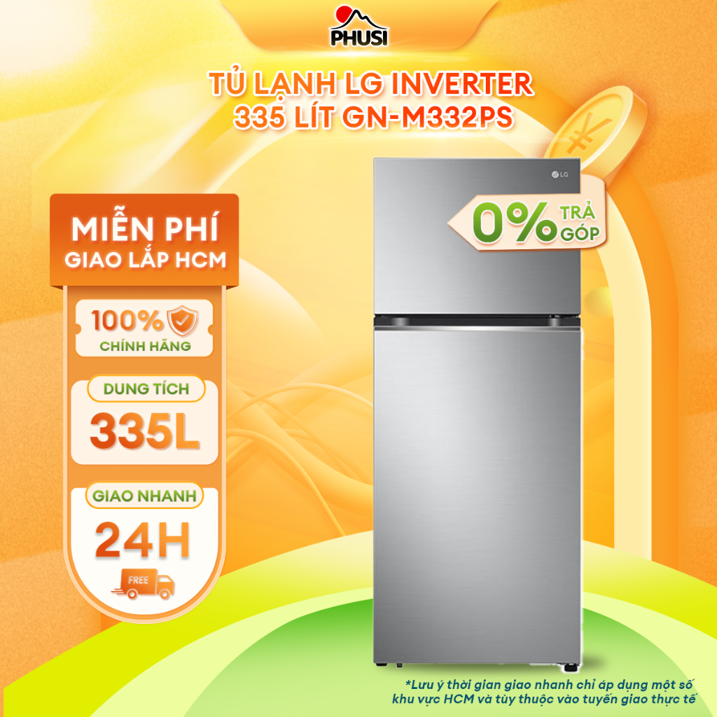 GN-M332PS [MIỄN PHÍ GIAO LẮP] - Tủ lạnh LG Inverter 335 lít GN-M332PS