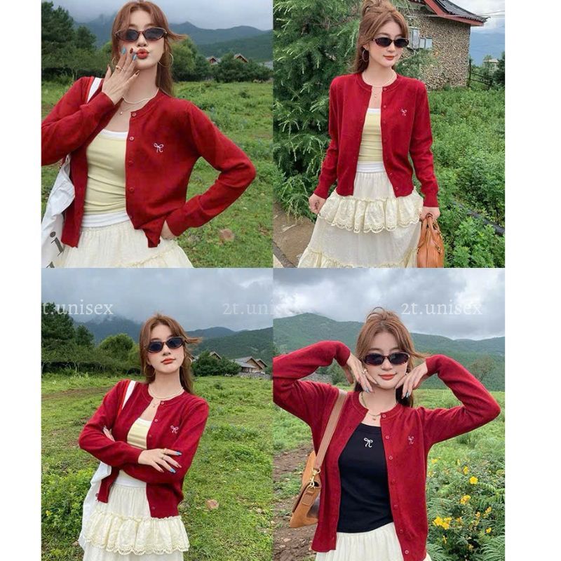 Áo Cardigan nữ Len mỏng áo len khoác ngoài thu đông dài tay Mẫu Mới phong cách Hàn Quốc P97 2t.unise