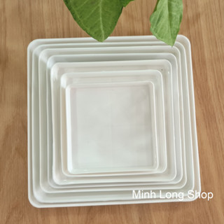 Lẻ 1 Đĩa Lót Chậu Cây Hình Vuông Màu Trắng (Nhiều Size Để Chọn)