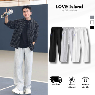 Quần dài nỉ nam ống rộng nhung tăm dày dặn nữ unisex cạp cao có dây rút quần thu đông fullsize [Q42]