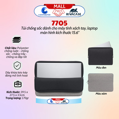 [HỎA TỐC] Túi chống sốc dành cho Laptop 15.6 inch Rivacase 7705 - Hàng chính hãng