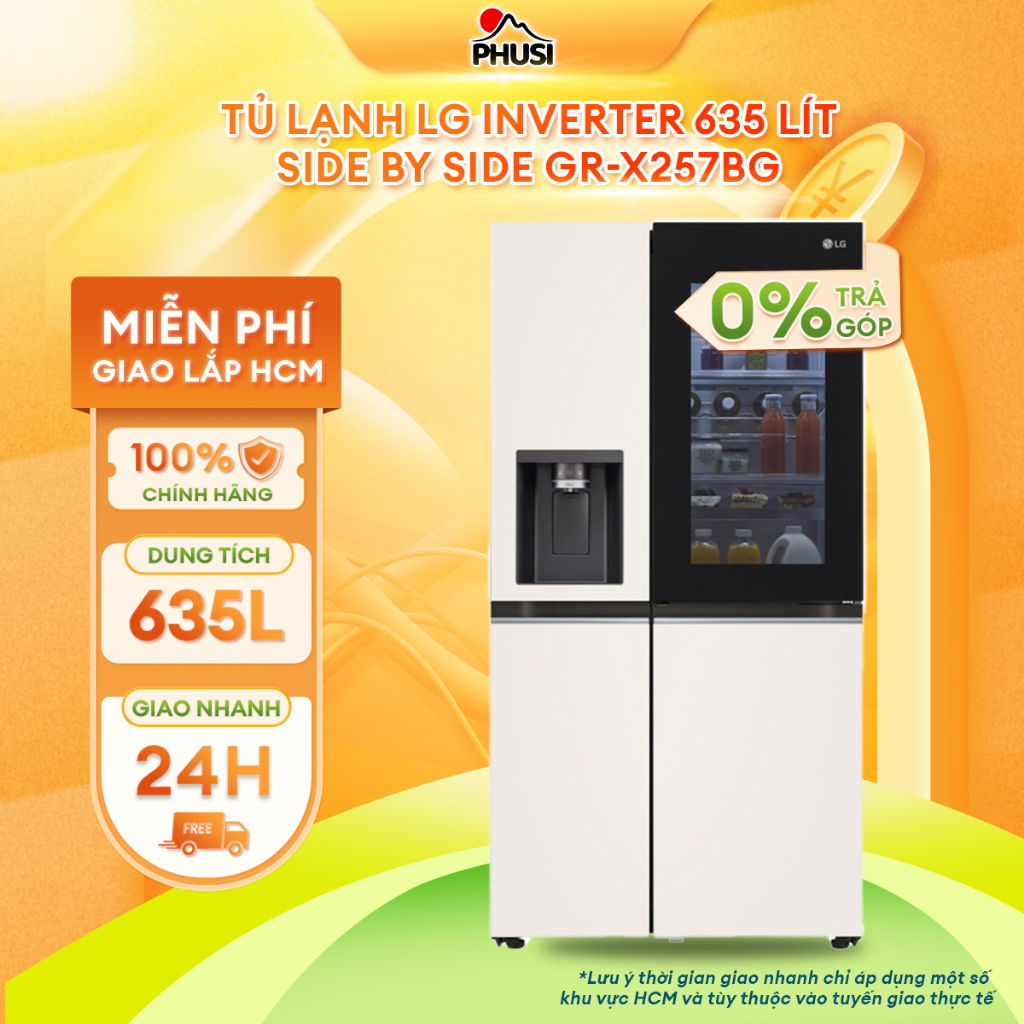 GR-X257BG Tủ lạnh LG Inverter 635 Lít Side By Side InstaView Door-in-Door [MIỄN PHÍ GIAO LẮP HCM]