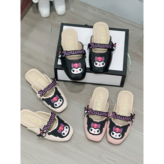   phom nhỏ  dép sục kuromi cho bé - sục vuông dây đai kuromi da mềm nhẹ êm sục kumi 01  