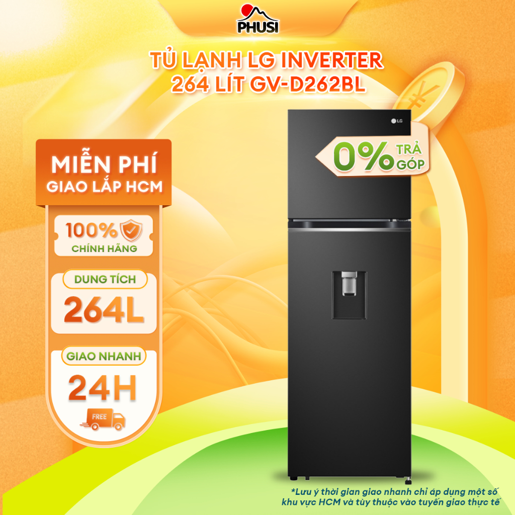 GV-D262BL Tủ lạnh LG Inverter 264 Lít GV-D262BL [MIỄN PHÍ GIAO LẮP]