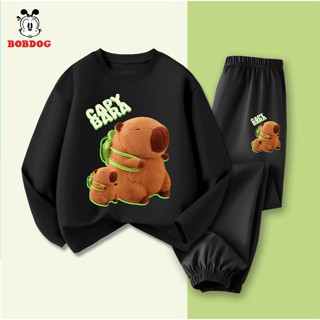 Bộ dài tay bé trai BOBDOG 2025,set quần áo thu đông chất liệu cotton in hình CAPYBARA-TW- KS52 cho bé