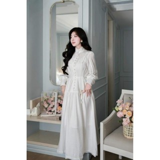 đầm vintage phối tơ tiểu thư sang trọng, tặng kèm dây đai