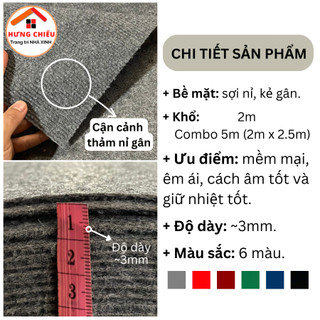 Thảm nỉ trải sàn, văn phòng nỉ hoa, nỉ trơn 5mm và 3mm - Hưng Chiếu ED22