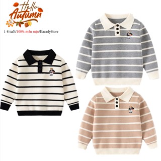  Áo len cổ bẻ cho bé trai áo len dày hoạ tiết gấu kiểu dáng Hàn quốc hàng xuất Âu Mỹ 2024 