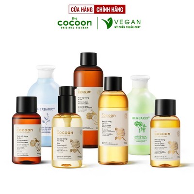 Nước dầu tẩy trang Vegan Thuần Chay COCOON, HERBARIO sạch sâu dịu nhẹ cho mọi loại da