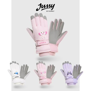 Găng Tay Mùa Đông Icon Hoạt Hình Lót Nỉ Chống Thấm Nước JG17 Jussy Official Bao Tay Xe Máy Cổ Chun Ngăn Gió Lùa