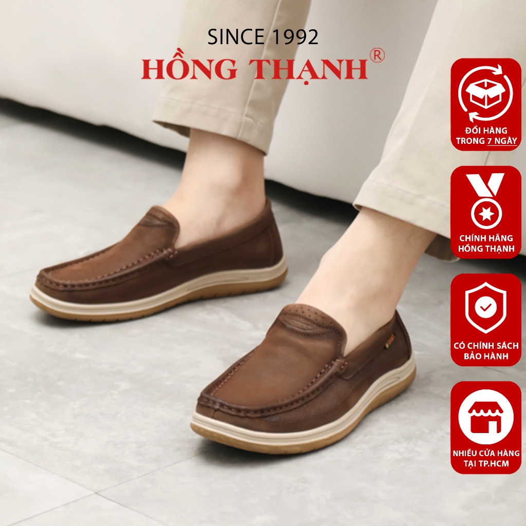 Giày Lười Nam HỒNG THẠNH Da Bò Cao Cấp Đế TPR Dẻo Êm Ái - 7507