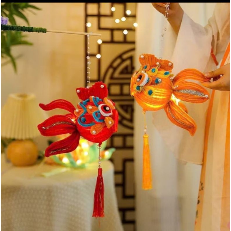 Lồng đèn cá chép, lồng đèn trung thu màu sắc lồng đèn tự làm lồng đèn kẽm nhung