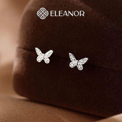 Bông tai nữ chuôi bạc 925 Eleanor Accessories hình hồ điệp basic khuyên tai phụ kiện trang sức 8397