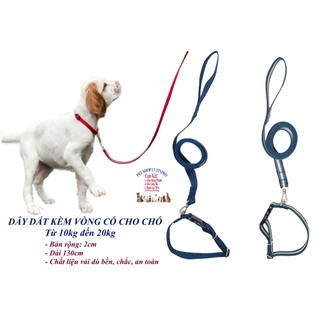  Dây dắt kèm vòng cổ cho Chó Mèo từ 10kg đến 20kg Bản rộng 2cm Chất liệu dù Bền đẹp Chắc chắn An toàn cho thú cưng 